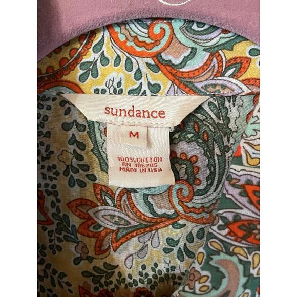Sundance womens Multicolor Paisley Ruffle Front Blouse Roll Sleeve Medium USA! - Picture 3 of 4
